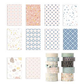 WUFGWBD 10 Pieces Of Foil Stamping Tape And 50 Pieces Of Stock Paper, Vintage Tape, Decorative Tape, Suitable For Journaling, Scrapbooking, Packaging