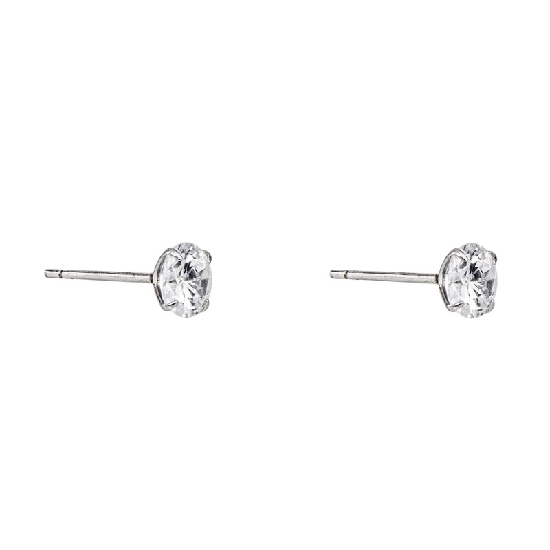 ZAVANA 6 mm Solitaire Zirconia Silver Stud Earrings for Men