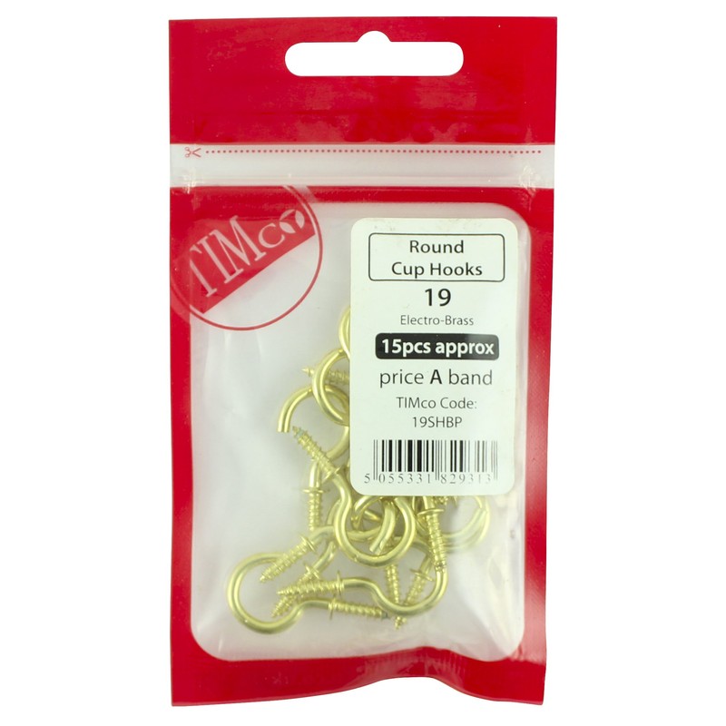 TIMCO Cup Hooks Round Electro Brass - 25mm