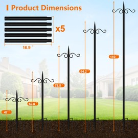 Meyoppm Heavy Duty Double Shepherds Hooks for Outdoor,110 Inch Adjustable Bird Feeder Pole,Shepherds Hook for Hanging Flower Baskets,Feeders,Decorative String Lights,Wind Chimes,Flags