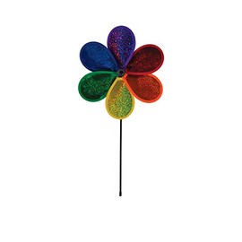 In the Breeze 6-Petal Flower Spinner, 12-Inch Rainbow Glitter Mylar Flower Spinner, 2871
