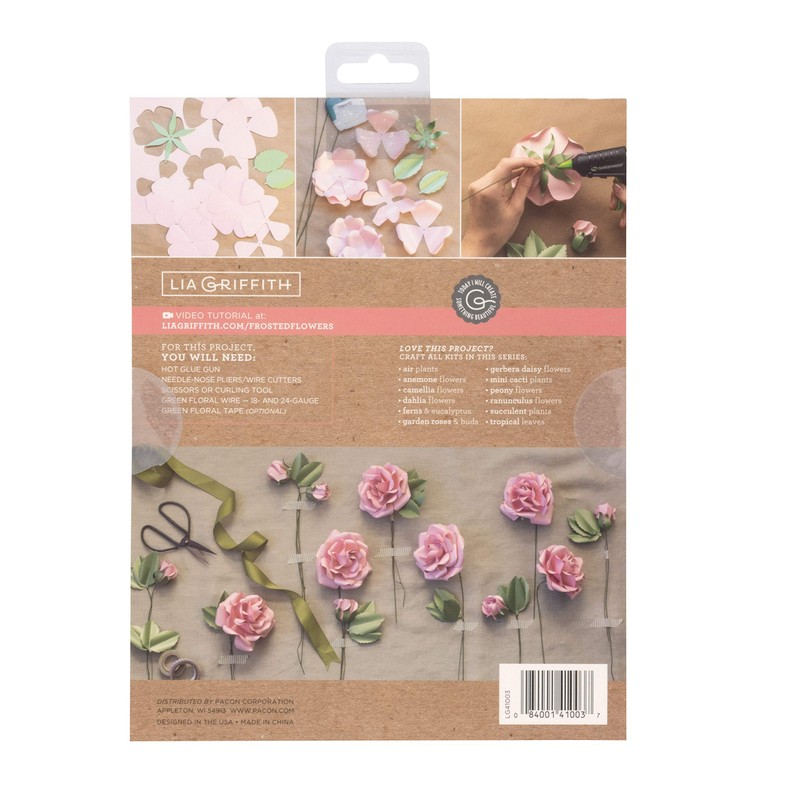 Lia Griffith Frosted Paper Flowers Garden Roses & Buds, 8.5"