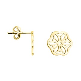 SOFIA MILANI - Women's Earrings 925 Silver - Flower Stud Earrings, Yellow Gold, No Gemstone