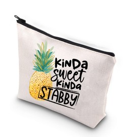 WCGXKO Kinda Gift Kinda Sweet Kinda Stabby Pineapple Zipper Pouch Makeup Bag (Kinda Stabby CA)