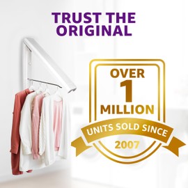 InstaHanger Clothes Drying Rack - Wall Mounted Laundry Drying Rack for Small Spaces - Wall-Mounted Clothes Racks Holds Up to 60 lbs - Space Saving Collapsible Laundry Hanger for Storage