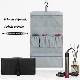 Charinor Dyson Airwrap Travel Bag Storage PU Leather, black, Elegant