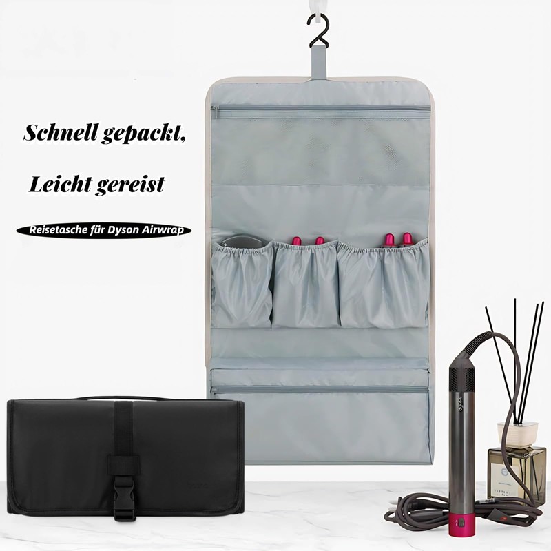 Charinor Dyson Airwrap Travel Bag Storage PU Leather, black, Elegant