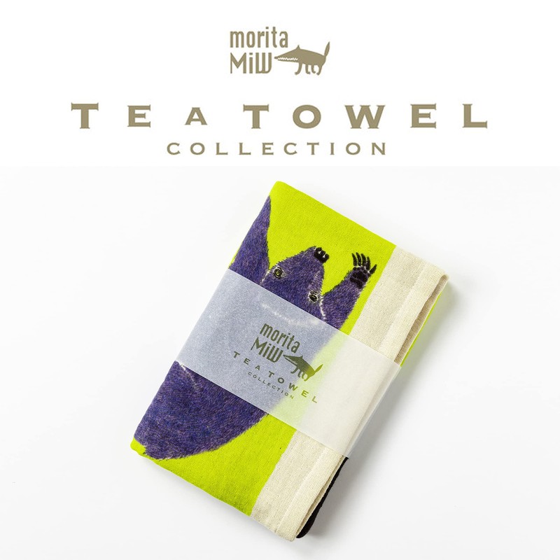 Kusunobashi Crest Weave [moritaMiW] Tea Towel, Bear "Lemon Like Moon"