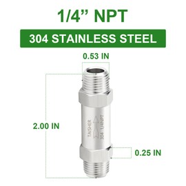 TAISHER 1PCS 304 Stainless Steel 1/4" NPT Male Check Valve,Backflow Prevention,One Way Non-Return Check Valves