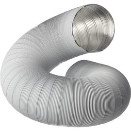 Ø 125mm / 1.5m White Aluminium Ducting Hose - Air Flexible Duct for Tumble Drier, Cooker Hood, Extractor Fan, Hydroponics Grow Room
