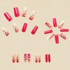 24Pcs Medium Coffin Fake Nails Red Gradient White Flower French