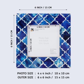 HANDICRAFTS HOME 4x4 Photo Picture Frames, Art Wall Hanging Décor - Moroccan-Blue