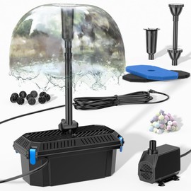 Biling Pond Filter with Fountain Pump Kits, 660GPH Koi Pond Filter with 40W Pond Pumps for Outdoor Ponds, Pond Fountain Kit for Garden Pond, Fish Tank, Water Feature - Corded Electric