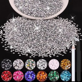 5000PCS 2mm Resin Rhinestones in Bulk (Silver), Bedazzling Flatback Crystals for Crafts DIY Nail Decoration, Gems Charms for Tumbler Shoes Clothing Fabric with Pickup Pen and Tweezers