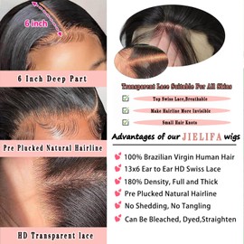 26 Inch Body Wave Lace Front Wigs Human Hair 13x6 Body Wave Lace Front Wigs Human Hair Pre Plucked 180% Density Glueless Wigs Human Hair for Women HD Lace Frontal Wig Human Hair with Baby Hair