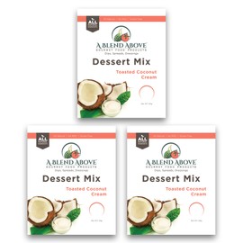 A Blend Above Toasted Coconut Cream No-Bake Dessert Mix, 3 Pack, No-Bake Cheesecake, Fruit Dip, Dessert Mix, Bagel Topping, Frosting, Cheesecake Filling, Quick and Easy to Make, Makes 16 Ounces, Cream Cheese, Whipped Topping, Gluten-Free, No MSG, No Sodium, No preservatives, Vegan, All Natural