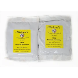 2 Pack of Delicious Sausage Seasoning Mild 8oz, for Beef, Pork and Venison by Richards