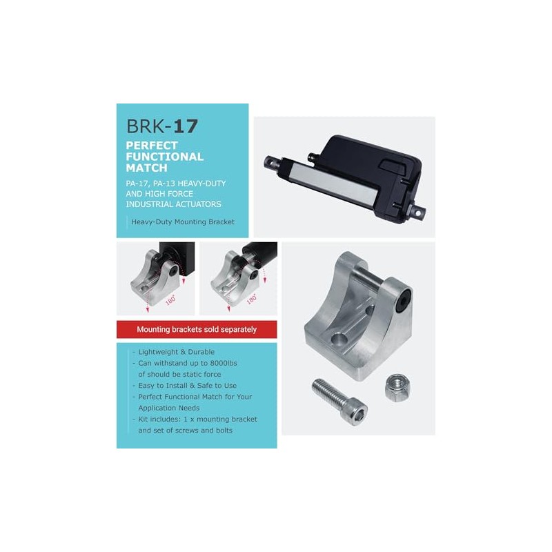 Progressive Automations Mounting Bracket BRK-17 for Linear Actuator, Compatible with