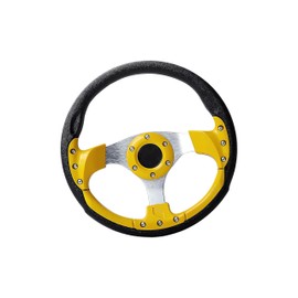 Golf Cart Steering Wheel,Universal Modified Golf Cart Skid Steering Wheel,for Club Car EZGO RXV and TXT, Yamaha, Precedent Tempo (Yellow)