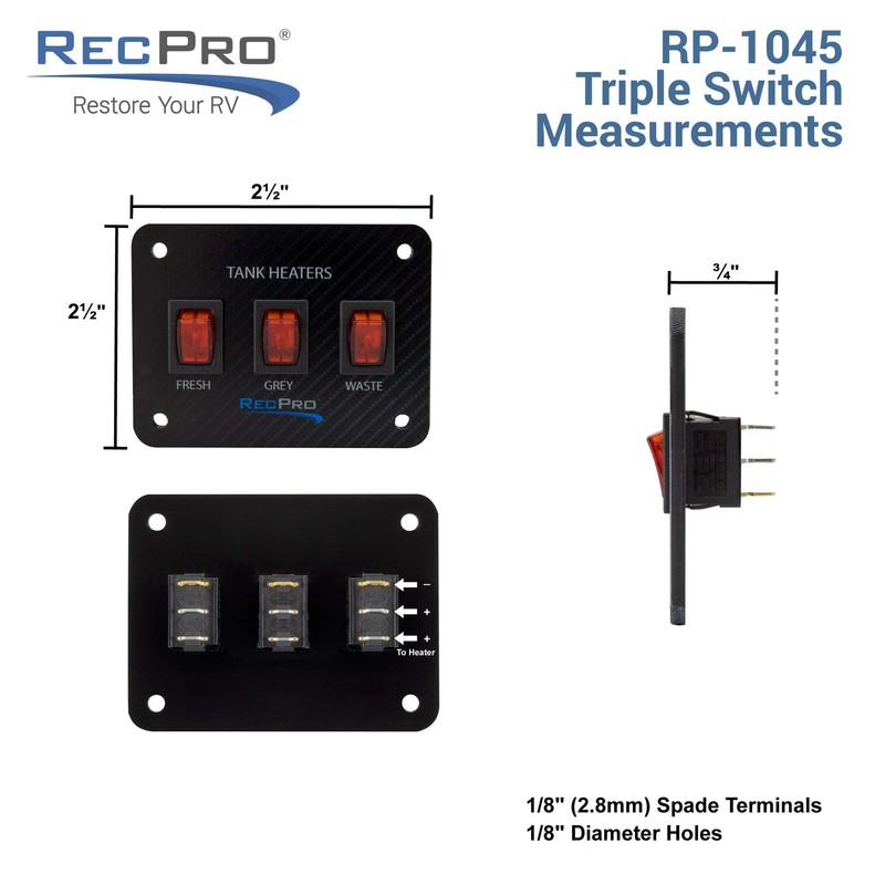 RecPro RV Toggle Switch | RV Tank System Control Panel