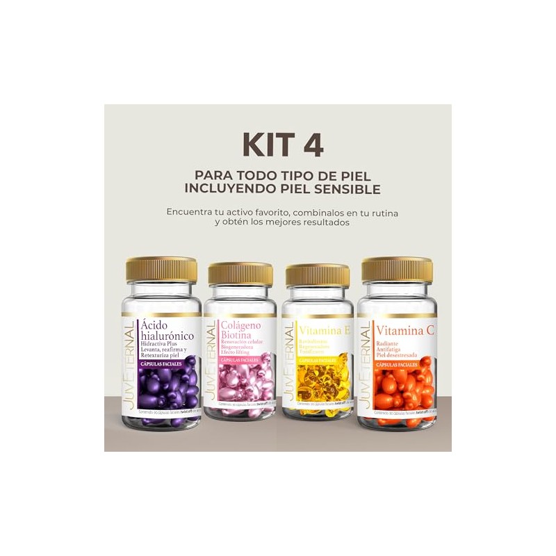 JUVETERNAL KIT Cápsulas Faciales Colágeno Biotina + Ácido Hialurónico +