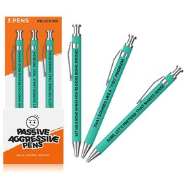 MilkToast Brands Funny Passive Aggressive Pens - 3 PCS Retractable Sarcastic Ballpoint Pens with Hilarious Quotes and Smooth Black Ink – Novelty Office Gag Gift for Coworkers & Friends