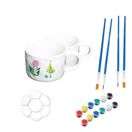 Ceramic Painting Set, Cups Painting Set, Craft Set for Adults, Includes Cups, Paints and Brushes for Painting Ceramic - An Individual Gift for Children and Adults