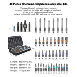 Upgraded Allen, Torx & Slotted Ratchet Screwdriver Set with Size-Marked Magnetic Bits | Easy to Identify and Store, Multi-Bit T-Handle Driver Kit for DIY & Home Repair, 40-in-1