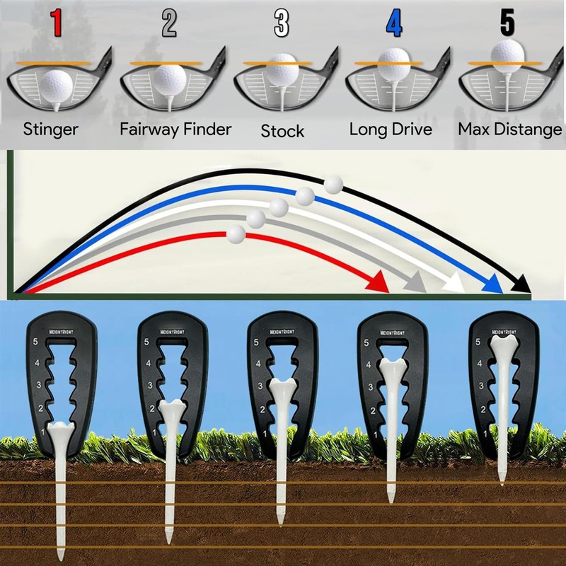 shirylzee 2 Pack Golf Tee Height Tool Precision Adjustable Golf