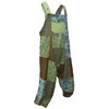 Gheri Mens Loose Fit Patchwork Printed Cotton Harem Dungarees Green