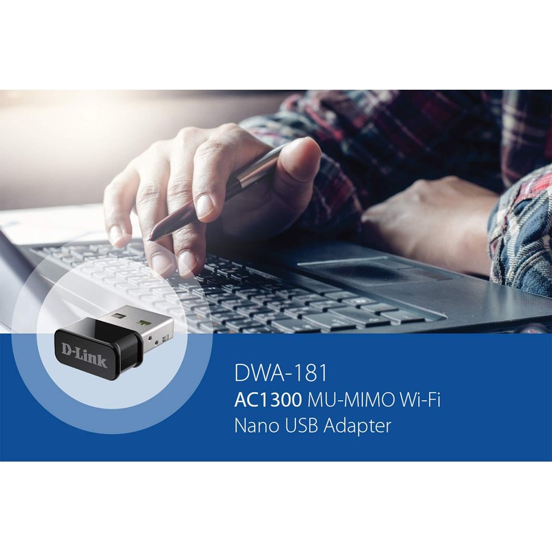 D-Link AC1300 MU-MIMO Wi-Fi Nano USB Adapter, Ultra-Mini (20.2mm x