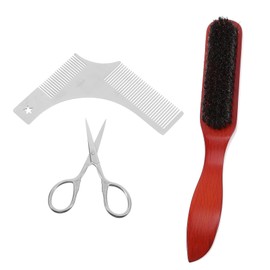 Baluue 1set Beard Care Set Beard Brush Kit Portable Cloth Bag Accessories for Easy Grooming for Friends Family