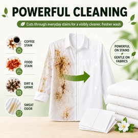 Laundry Detergent Sheets XL Size, Up to 1200 Loads, Cut-to-Size 3 Portion Design, Fresh Linen Scent, Plant-Based Laundry Soap Sheets, Powerful Cleaning