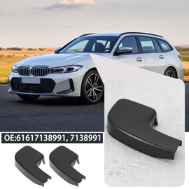 SG Store 2PCS Front Left Wiper Arm Cover Compatible with 3 Series E90 E91 E92 E93 2004-2013 61617138991 7138991 Auto Windshield Wiper Arm Nut Cap Black