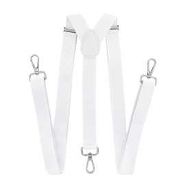 axy Men's Braces with 3 Robust Lobster Clasps, 2.5 cm Wide, Y-Shape, Fully Adjustable, White