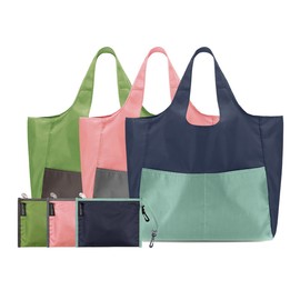 New solid big pocket shopping cart, pink + gray / 뉴 솔리드 빅포켓 장바구니, 핑크+그레이