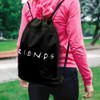 LOGOVISION Friends Logo White Drawstring Backpack Sports Bag Sackpack 17"