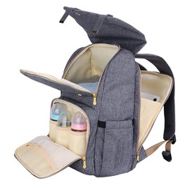 SUNVENO Baby Diaper Bag Backpack Nappy Changing Waterproof Function Organizer Large Stylish Mommy Bag Backpack-Gray