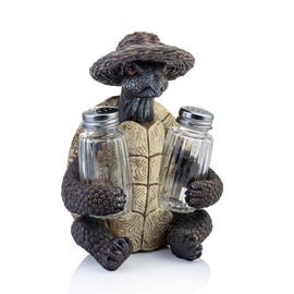 Resin Turtle Statue Salt & Pepper Shakers with Glass Jars - Salt And Pepper Dispenser