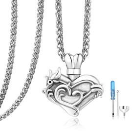 KATHLU Heart Urn Necklaces for Ashes 925 Sterling Silver Cremation Jewelry for Ashes for Women