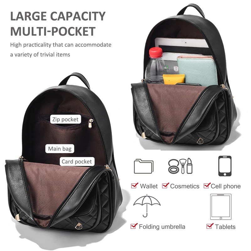 NICOLE & DORIS Backpack Women's Small Backpack and Handbag 3-Piece
