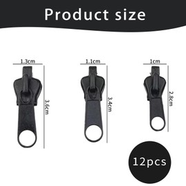 Pack of 12 Zip Repair Set, Zip Replacement Zipper, Replacement Zipper for Zips, Household Fix Zip, Universal Repair Replacement Parts