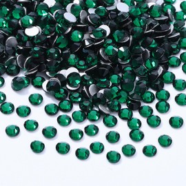 MEIBITE Meibite Green Flatback Rhinestones, Glass Rhinestones for Nail Art and Craft, Glue Fix, Loose Crystal Gemstones(Green, SS10, 2880pcs, 2.7-2.8mm)