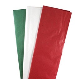 Iconikal Shiny Tissue Paper Assortment, 20 x 20-Inch, 50 of Each Red, White, Stripes, Gold, 100-Count