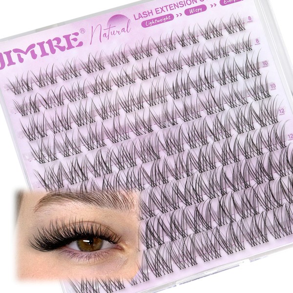 JIMIRE Natural Lash Clusters Wispy Eyelash Clusters 8-16MM Demi-Wispies Invisible