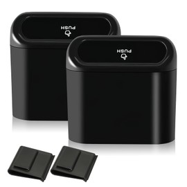 2 Piezas Mini Bote de Basura para Coche con Tapa, Portátil Cubo de Basura Pequeño para Auto, con Clip, Impermeable, Engrosado, Accesorios para Carro, Oficina, Dormitorio, Hogar, Cocina, Baño y Picnic