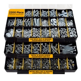 Jackson Palmer 2200 Piece Hardware Assortment Kit with Screws, Nuts, Bolts & Washers (3 Trays)…