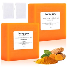 Nicgou Honey Glow Lemon Turmeric Kojic Soap Bar, Turmeric Soap Bar for Face ＆ Body, Natural Handmade Soap for All Skin Types (2pcs)