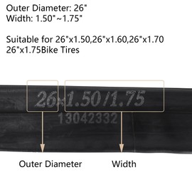 MTATCN 26x1.50/1.75 Bicycle Inner Tube Schrader Valve Black Mountain Bike 26 Inch 1.50-1.75 Inch Tyre Levers Pack of 2