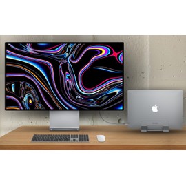 Psitek Aluminum Dual Vertical Laptop Stand Dock Holder, Adjustable Slot Width (12-32mm/0.5-1.3 inch), Space-Saving Upright Storage for MacBook and Laptops, Version 2023